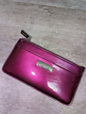 kate spade Metallic Fuchsia Patent Zip Wallet